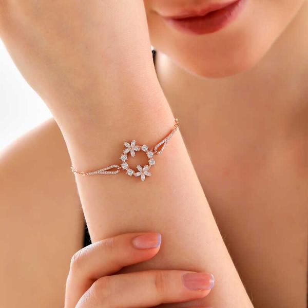 Himarry 925 Ayar Gümüş Rose Beyaz Çiçek Kadın Bileklik - Image 1