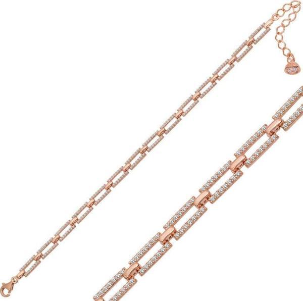 Himarry 925 Ayar Gümüş Rose Kare Taşlı Kadın Bileklik - Image 1