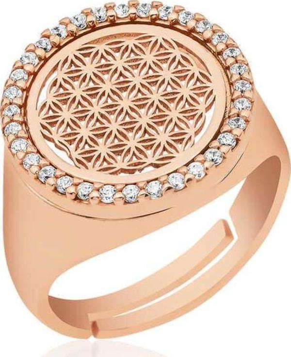 Himarry 925 Ayar Gümüş Rose Oval Yaşam Çiçeği Yüzük - Image 1