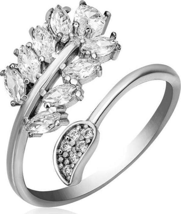 Himarry Gümüş Ayarlanabilir Beyaz Taşlı Yaprak Kadın Yüzük - Image 1
