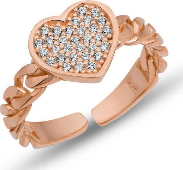 Himarry Gümüş Ayarlanabilir Rose Kalpli Kadın Yüzük - Image 1
