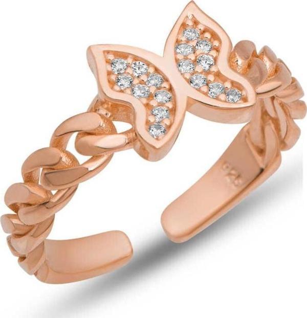 Himarry Gümüş Ayarlanabilir Rose Kelebek Kadın Yüzük - Image 1