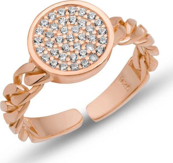 Himarry Gümüş Ayarlanabilir Rose Yuvarlak Zirkon Taşlı Kadın Yüzük - Image 1