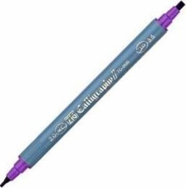Zig Kaligrafi Kalemi Çift Uçlu 2 mm + 3.5 mm Mor - Image 1