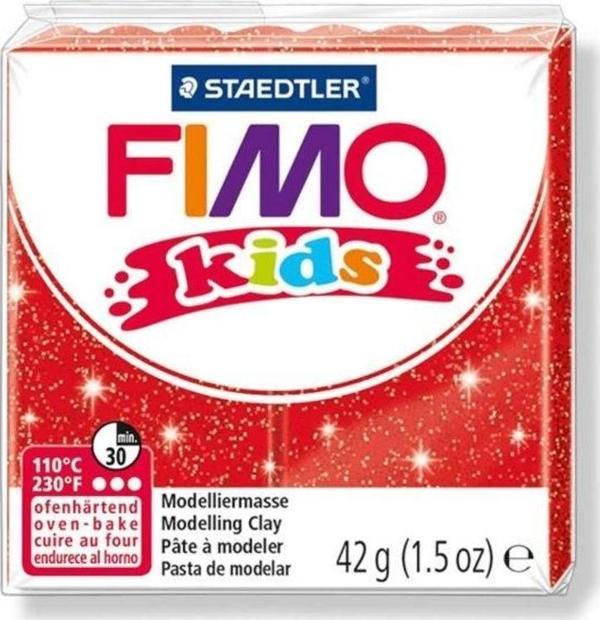 Staedtler Fimo Kids Yumuşak Polimer Kil 42 gr 212 Yaldızlı Kırmızı - Image 1