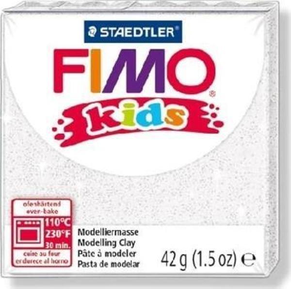 Staedtler Fimo Kids Yumuşak Polimer Kil 42 gr 052 Glitter (Simli) White - Image 1