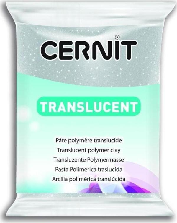 Cernit Translucent (Transparan) Polimer Kil 56 gr 080 Glitter Silver - Image 1