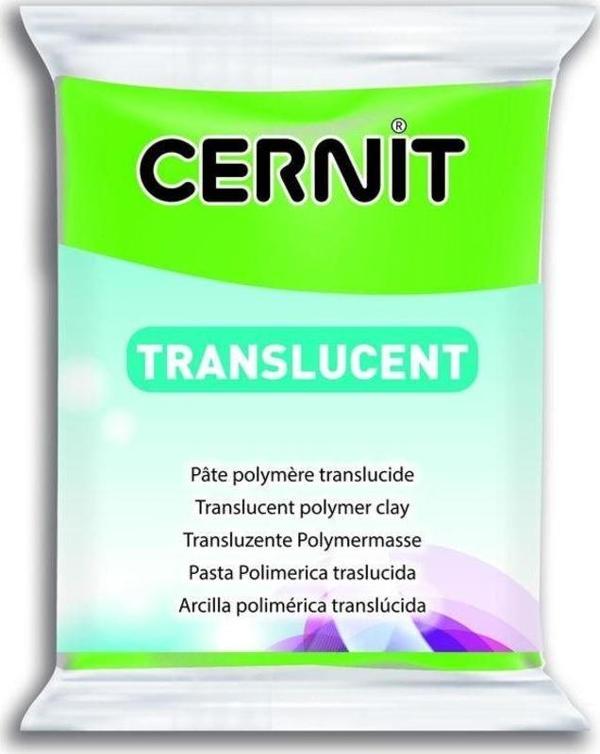 Cernit Translucent (Transparan) Polimer Kil 56 gr 605 Lime Green - Image 1