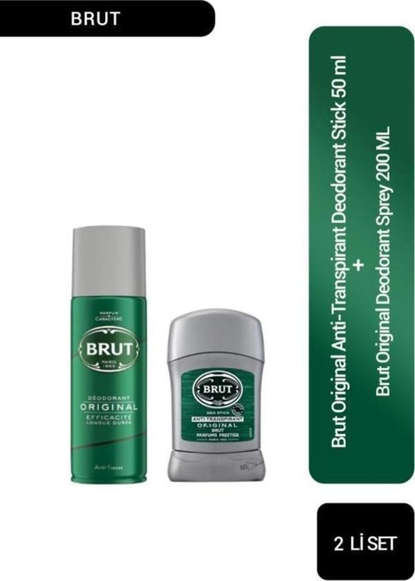 Brut Original Deodorant Sprey 200 ml+Deodorant Stick 50 ml - Image 1