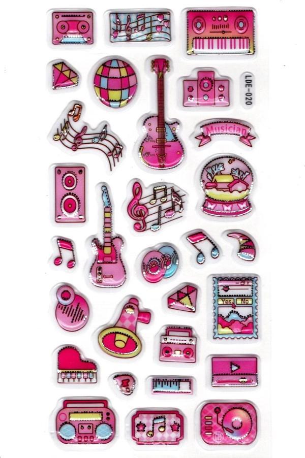 Sticker Kabartmalı Stiker Defter Planlayıcı Etiket (Lde020)-19x9cm - Müzik Nota - Image 1