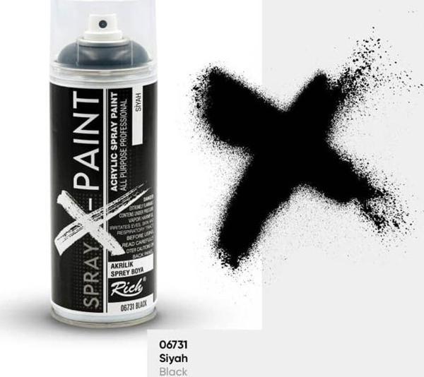 Rich Spray-X Paint Sprey Boya 400 ml SİYAH - Image 1