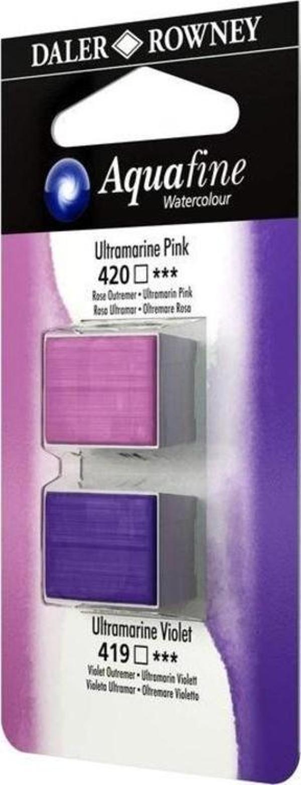 Daler Rowney Aquafine 1/2 Tablet Suluboya 2'li Set ULTRAMARINE PINK/ULTRAMARINE VIOLET - Image 1