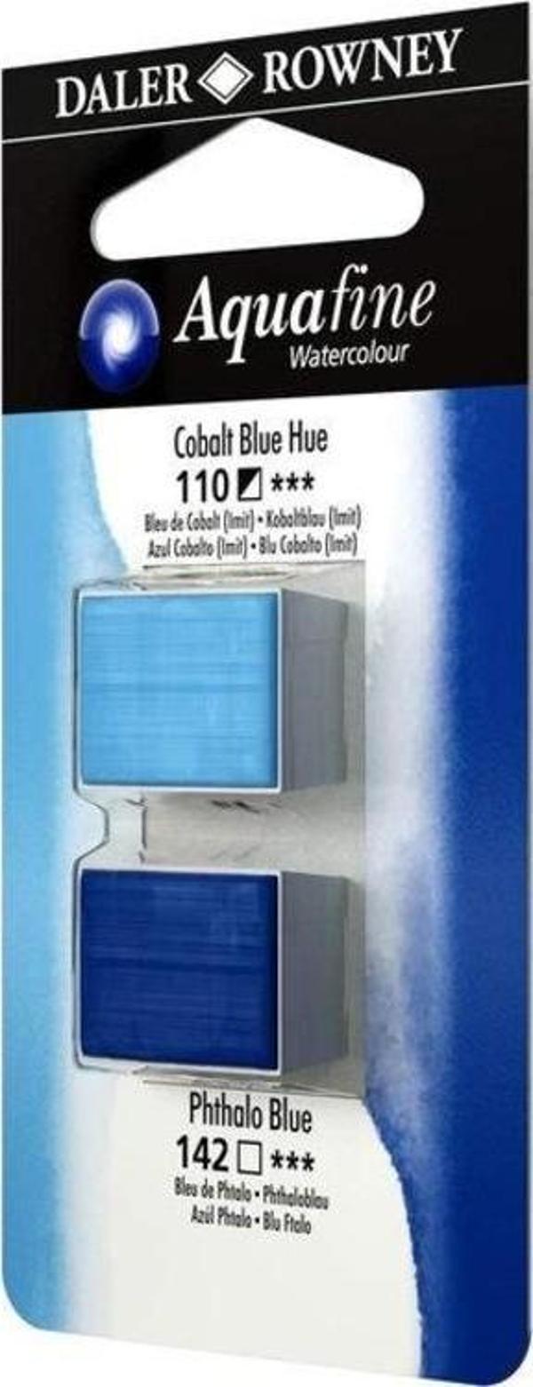 Daler Rowney Aquafine 1/2 Tablet Suluboya 2'li Set COBALT BLUE HUE/PHTHALO BLUE - Image 1