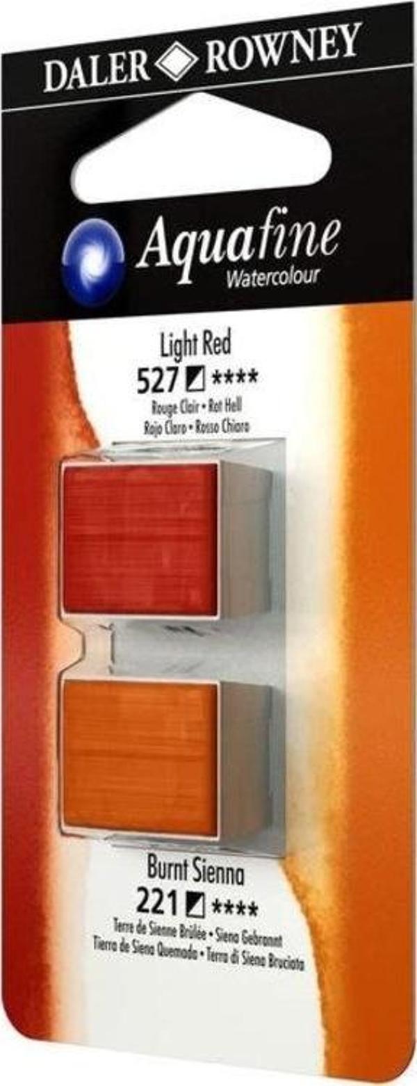 Daler Rowney Aquafine 1/2 Tablet Suluboya 2'li Set LIGHT RED/BURNT SIENNA - Image 1