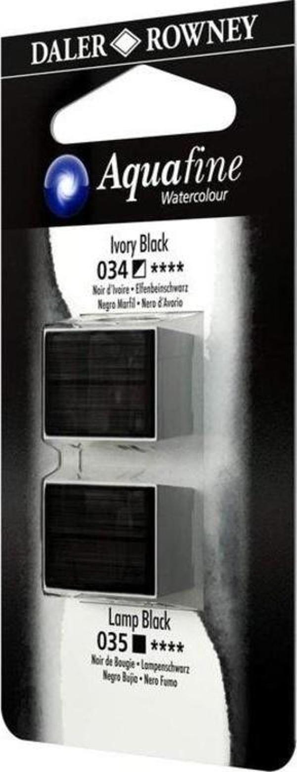 Daler Rowney Aquafine 1/2 Tablet Suluboya 2'li Set IVORY BLACK/LAMP BLACK - Image 1