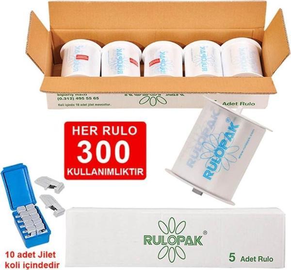 Rulopak R-2200 Manuel Kollu Hijyenik Klozet Kapağı Rulosu - 5 Adet - Image 1