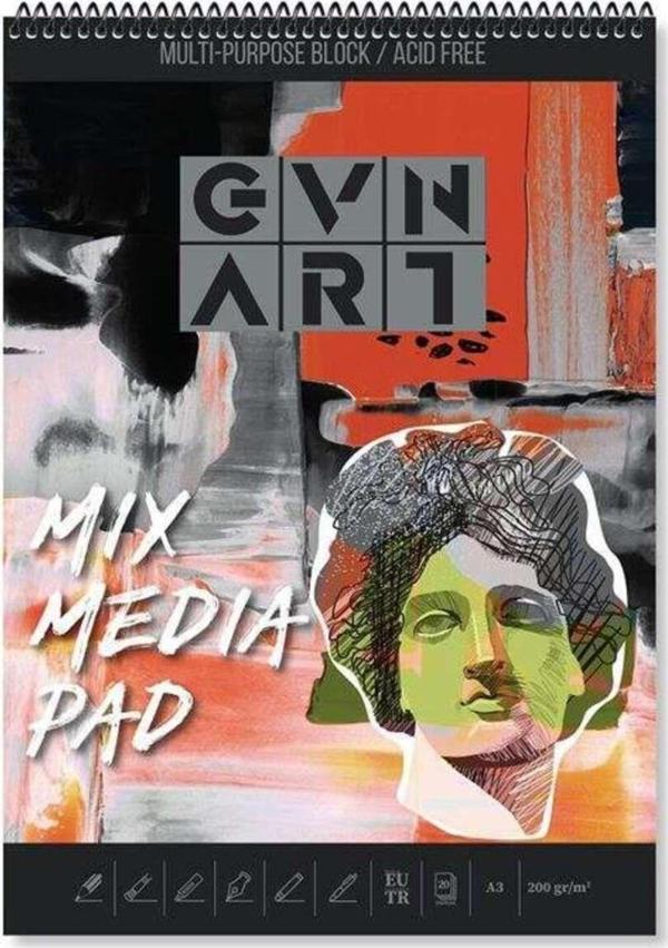Gvn Art Mix Media Çok Amaçlı Sanatsal Blok Defter 200 G A3 20 Yaprak - Image 1
