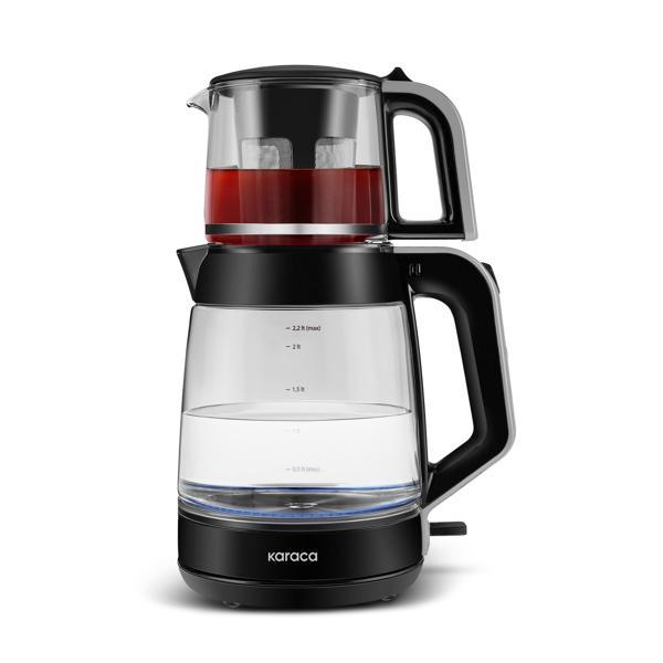 Karaca Glass Tea XL 2 in1 Cam Çay Makinesi Space Gray - Image 1