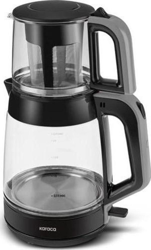 Karaca Glass Tea XL 2in1 Space Gray Cam Çay Makinesi - Image 1