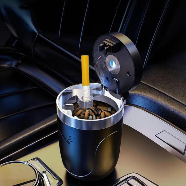 Coofbe Premium Car Ashtray Led Işıklı Taşınabilir Kapaklı Araba Küllük Kül Tablası Yıkanabilir Küllük - Image 1