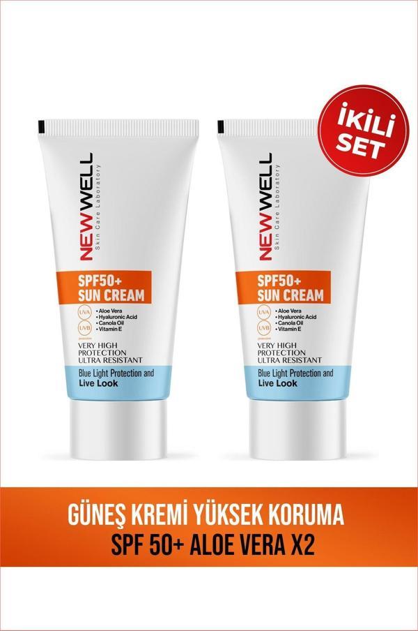 New Well 2 Adet Güneş Kremi Yüksek Koruma Spf 50+(Aloe Vera) - Image 1