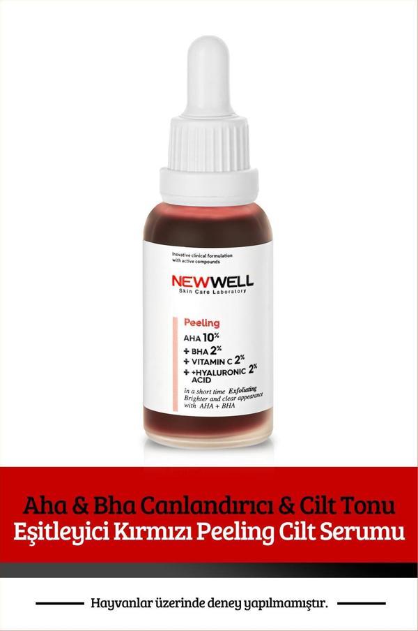New Well Aha & Bha Canlandırıcı & Cilt Tonu Eşitleyici Kırmızı Peeling Cilt Serumu 30 Ml - Image 1