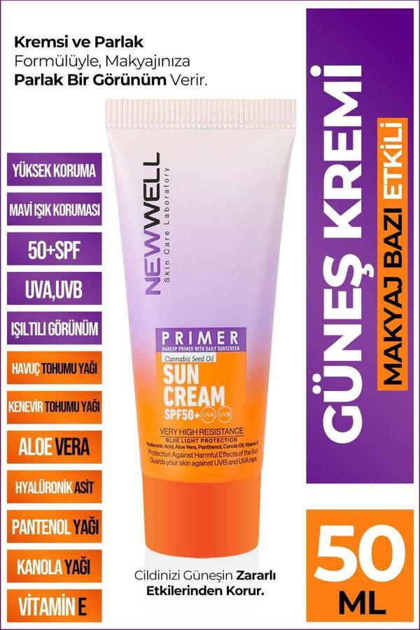 New Well Makyaj Bazı Güneş Kremi 50 SPF+ Aydınlatıcı Etkili Primer Sunscreen 50 ML - Image 1