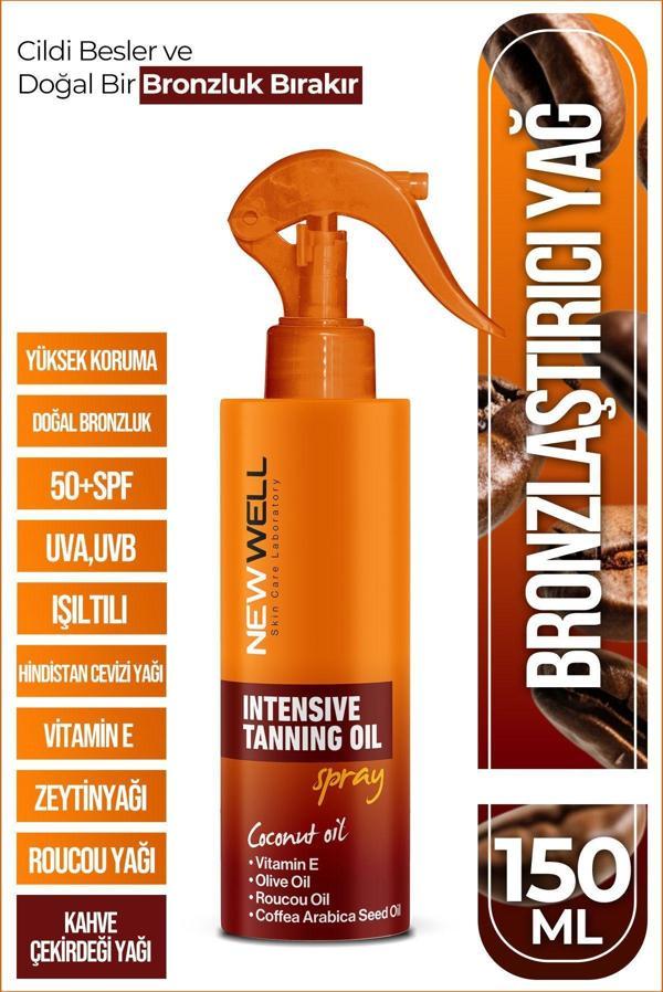 New Well Yoğun Bronzlaştırma Spreyi Kahve Çekirdeği Yağı 150 ML - Image 1