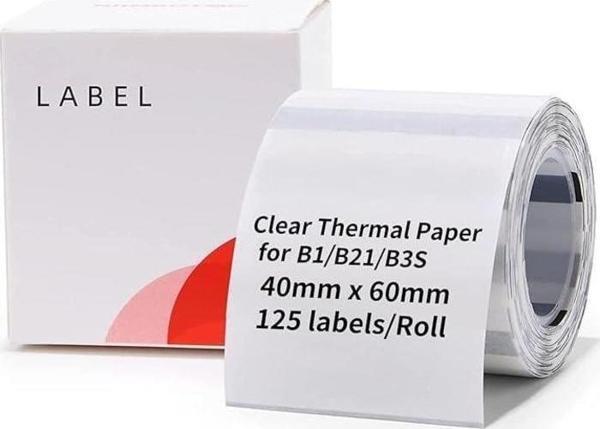 Niimbot T40 x 60 mm 125 Adet Şeffaf Etiket (B1,B21S,B3S) - Image 1