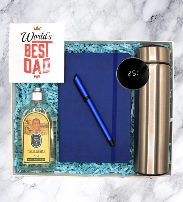 BEST DAD HEDİYE SETİ - DERECELİ TERMOS & DEFTER & ROLLER KALEM & Tıraş KOLANYASI - Image 1