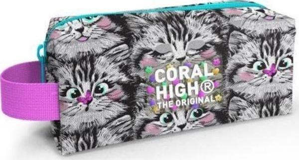 Coral High Kids Gri Kedi Desenli Kalem Çantası 22078 - Image 1
