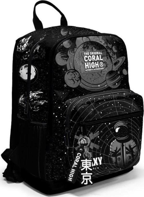 Coral High Siyah Galaxy Desenli Okul Sırt Çantası 23644 - Image 1