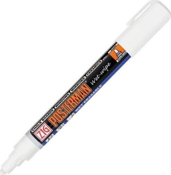 Zig Posterman Wet-Wipe Sıvı Tebeşir Kalemi BEYAZ - Image 1