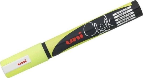 Uni Chalk 1.8-2.5 mm Yuvarlak Uç Su Bazlı Sıvı Tebeşir Kalemi F.Sarı - Image 1