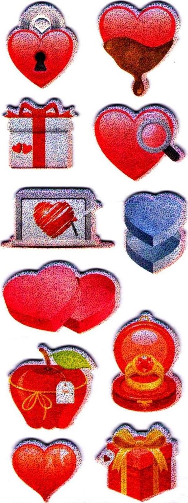 Sticker Kabartmalı Stiker Defter, Planlayıcı Etiket (cb777) 16x7 cm- Kalp Aşk - Image 1