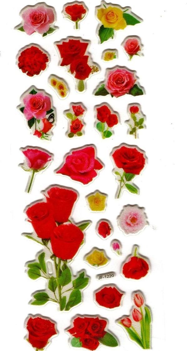 Sticker Kabartmalı Stiker Defter, Planlayıcı Etiket (JF1220) 16x7 cm- Gül Çiçek - Image 1