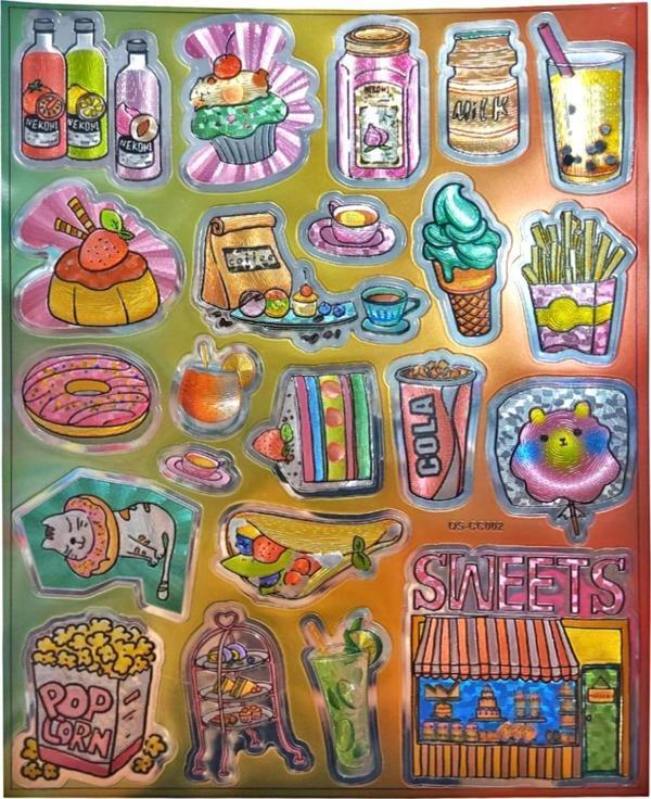 Metalik Sticker Stiker Defter Planlayıcı Etiket (QS002)-25x20 cm- Kek Pasta İçecek - Image 1