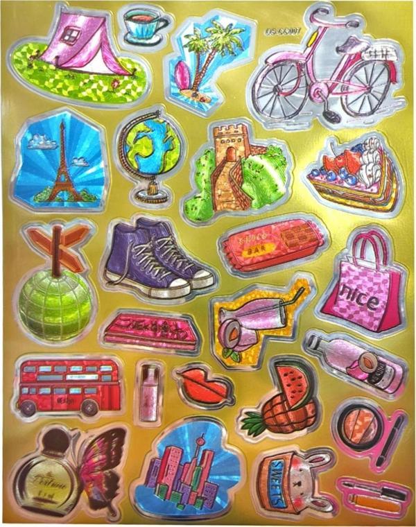 Metalik Sticker Stiker Defter Planlayıcı Etiket (QS007)-25x20 cm- Tatil Kamp - Image 1