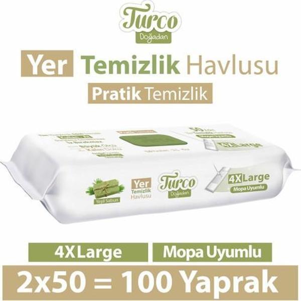 Baby Turco Turco Doğadan Yer Temizlik Havlusu Yeşil Sabun 2X50(100 Yaprak) - Image 1