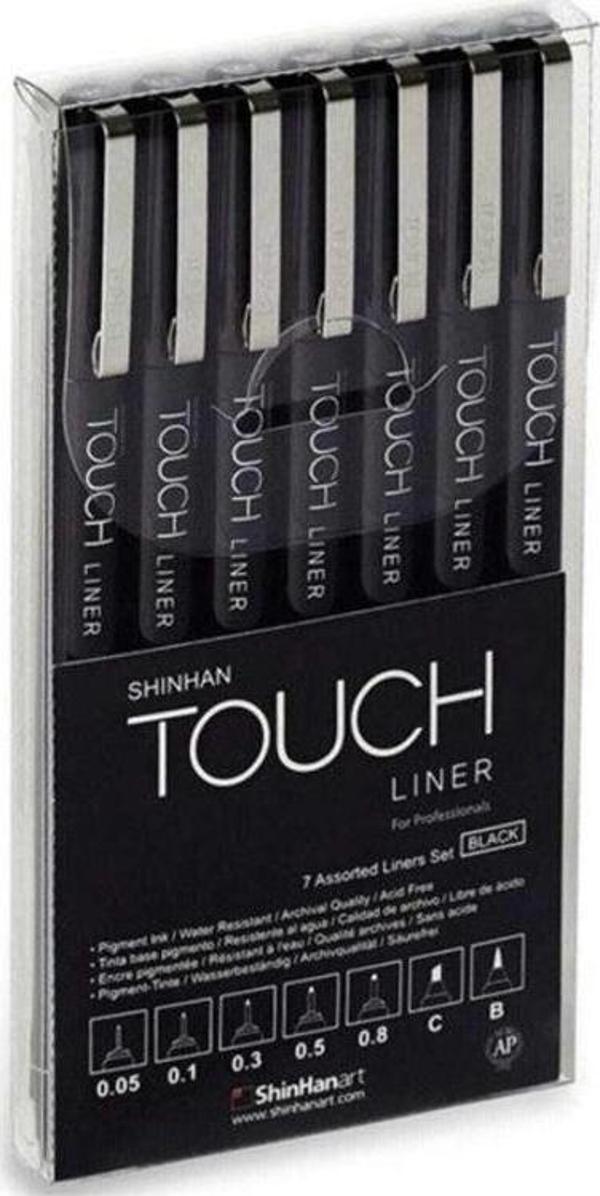 ShinHan Art Touch Liner Teknik Çizim Kalemi 7'li Set Siyah - Image 1