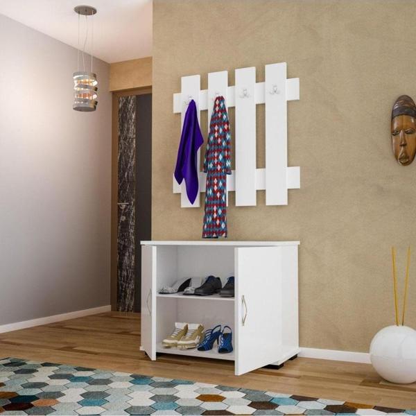 Modilayn 2 Kapaklı Dolaplı 4 Askılıklı Portmanto Vestiyer - Image 1