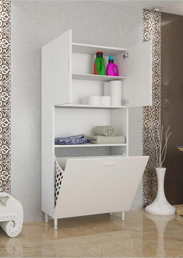 Modilayn Kirli Çamaşır Dolabı Kirli Çamaşır Sepetli Banyo Dolabı Mutfak Dolabı Raflı Kapaklı - Image 1