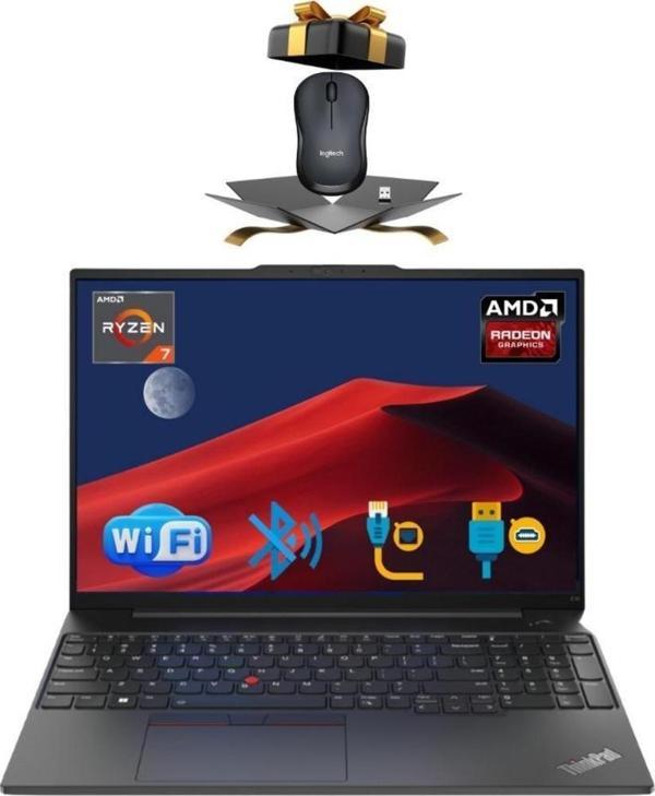 Lenovo Nb E16 Thınkpad 21JT0017TX ATL55 RYZEN7-7730U 8GB 256GB M.2 SSD 16 FDOS Notebook + MOUSE - Image 1
