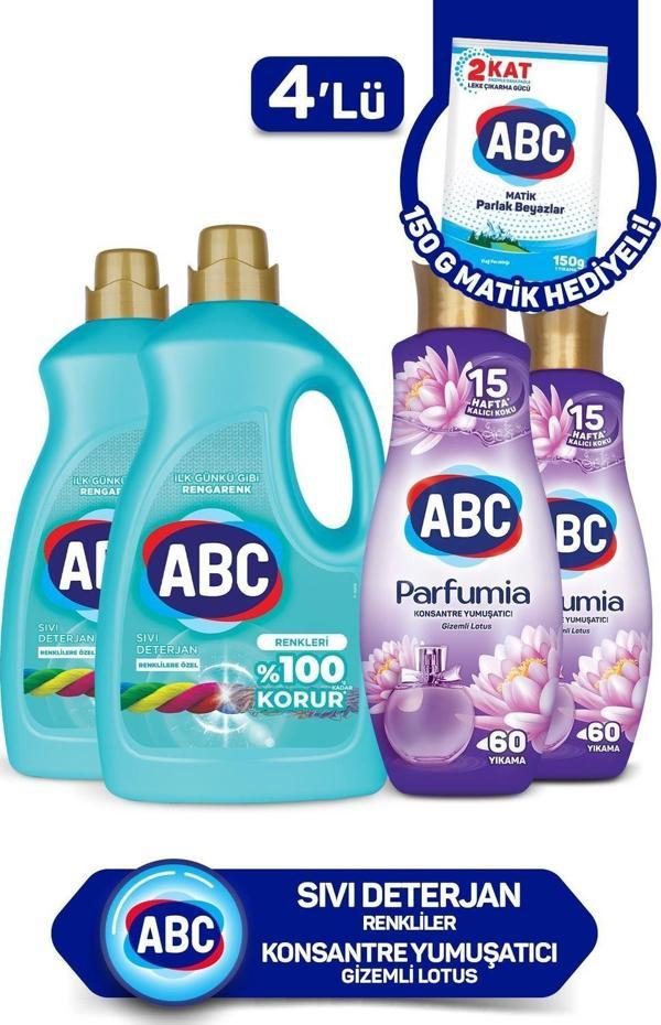 ABC Sıvı Çamaşır Deterjanı Renkliler 2'li ve Konstanre Yumuşatıcı Gizemli Lotus 2'li - Image 1