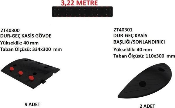 Hız Kesici Kasis Zeplin Marka 9 Adet Kasis Gövde+ 2 Adet Kasis Sonlandırıcı+ Montaj Vidaları - Image 1