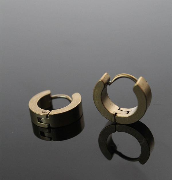 316L Çelik Gold Renk Halka Model Çift Küpe - TJ-EKP252 - Image 1