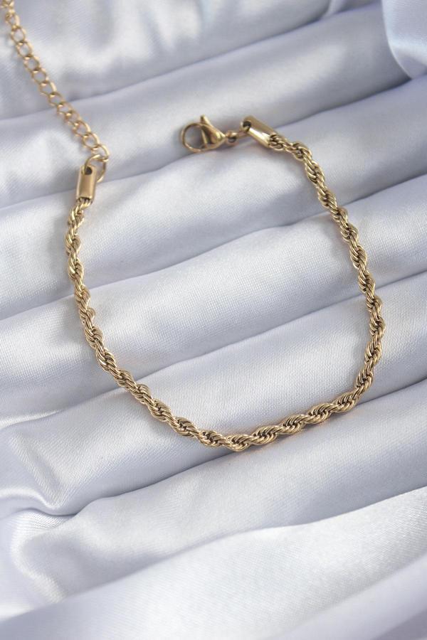 316L Çelik Gold Renk Burgu Zincir Model Kadın Bileklik - TJ-BB5667 - Image 1