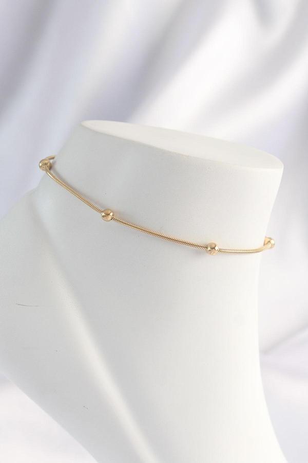 316L Çelik Gold Renk Minimal Topçuk Model Halhal - TJ-HH1625 - Image 1