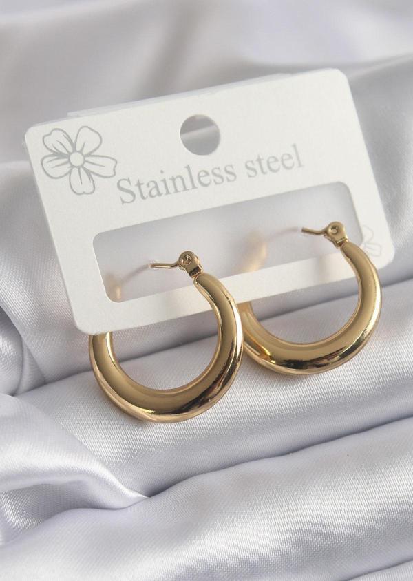316L Çelik Gold Renk Halka Model Kadın Küpe - TJ-BKP8299 - Image 1
