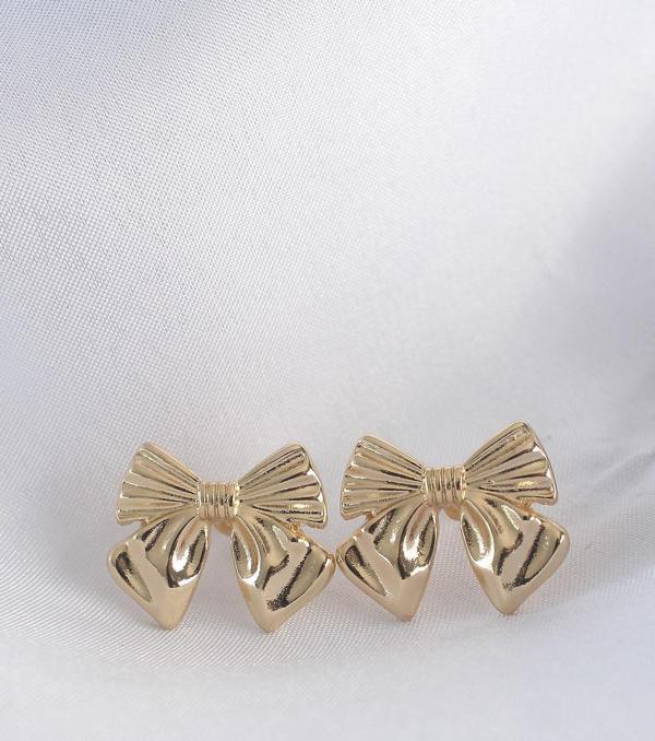Pirinç Gold Renk Fiyonk Küpe - TJ-BKP8942 - Image 1
